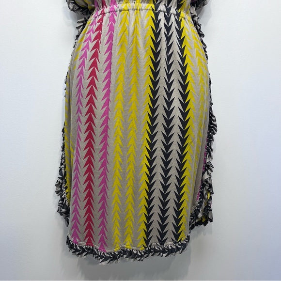 Marc by Marc Jacobs Chevron Stripe Ruffle Dress Colorful Sleeveless Size XS - Picture 4 of 10